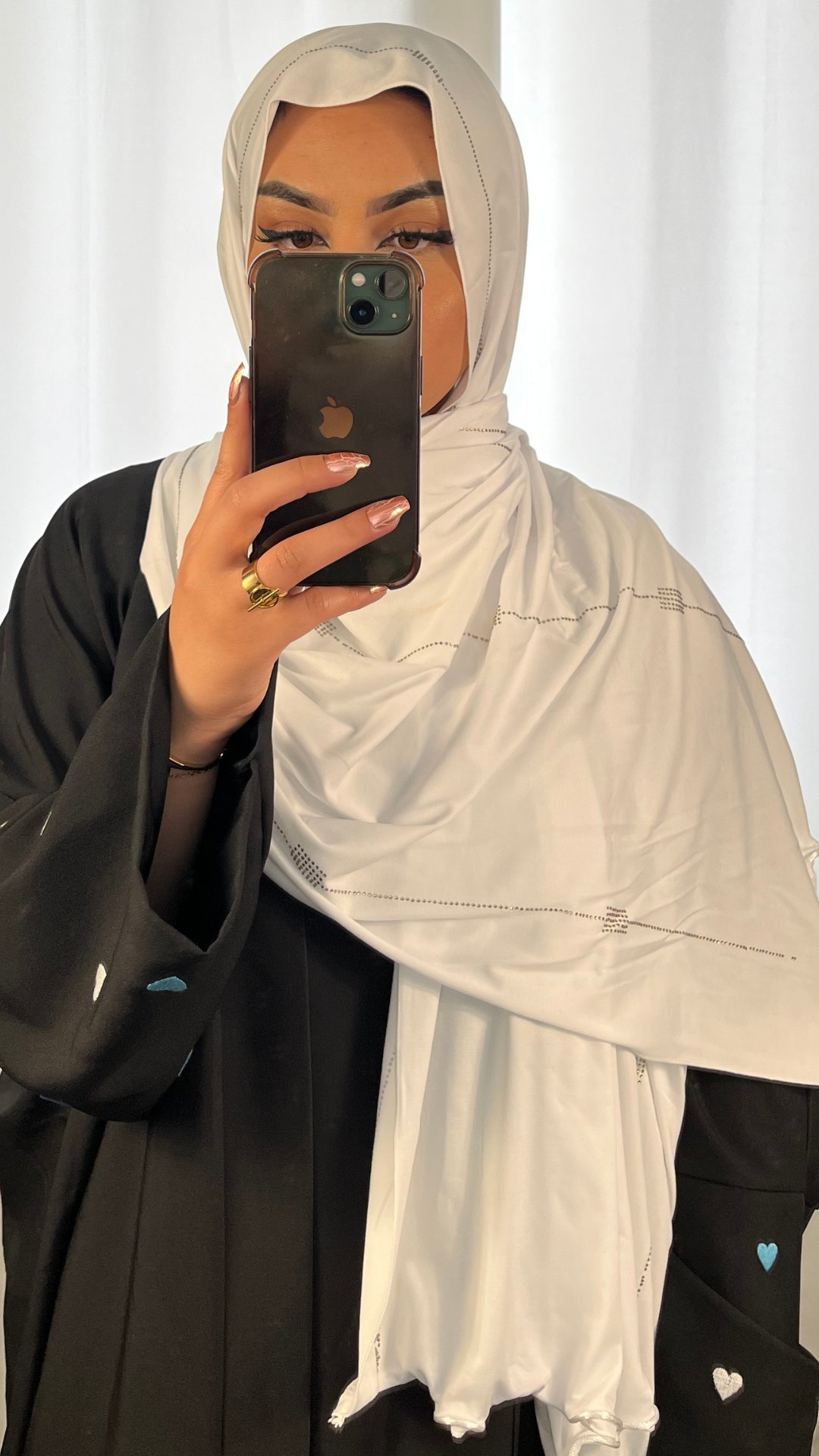 Hijab Jersey Premium de Luxe Frisé à Strass - Blanc