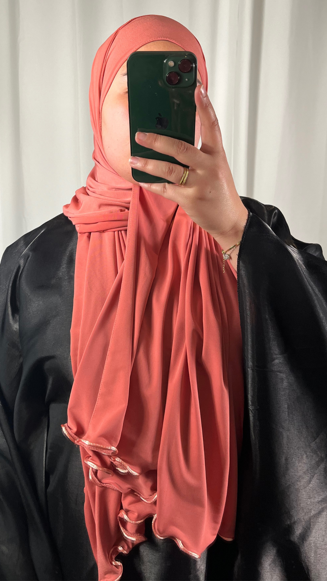 Hijab Jersey Premium de Luxe Frisé - Corail