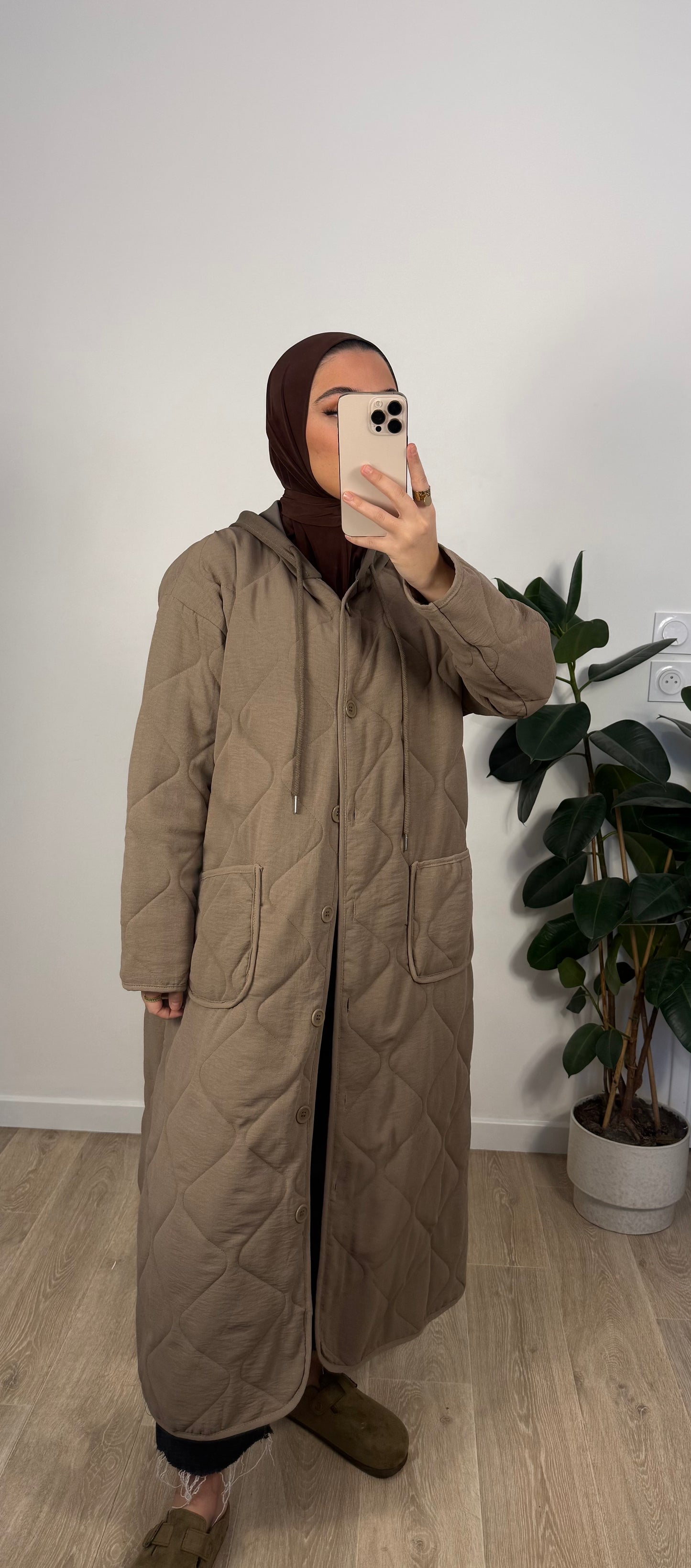 Manteau Matelassé - Taupe