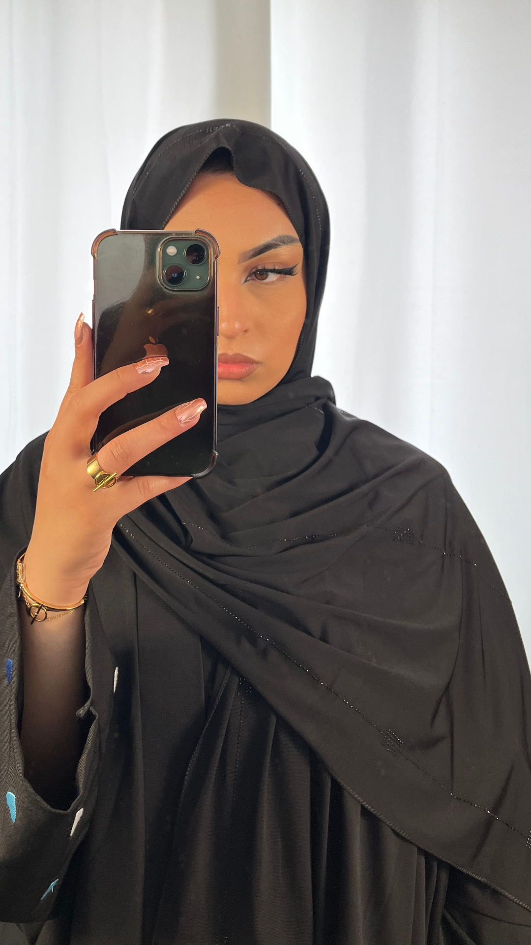 Hijab Jersey Premium de Luxe Frisé à Strass - Noir