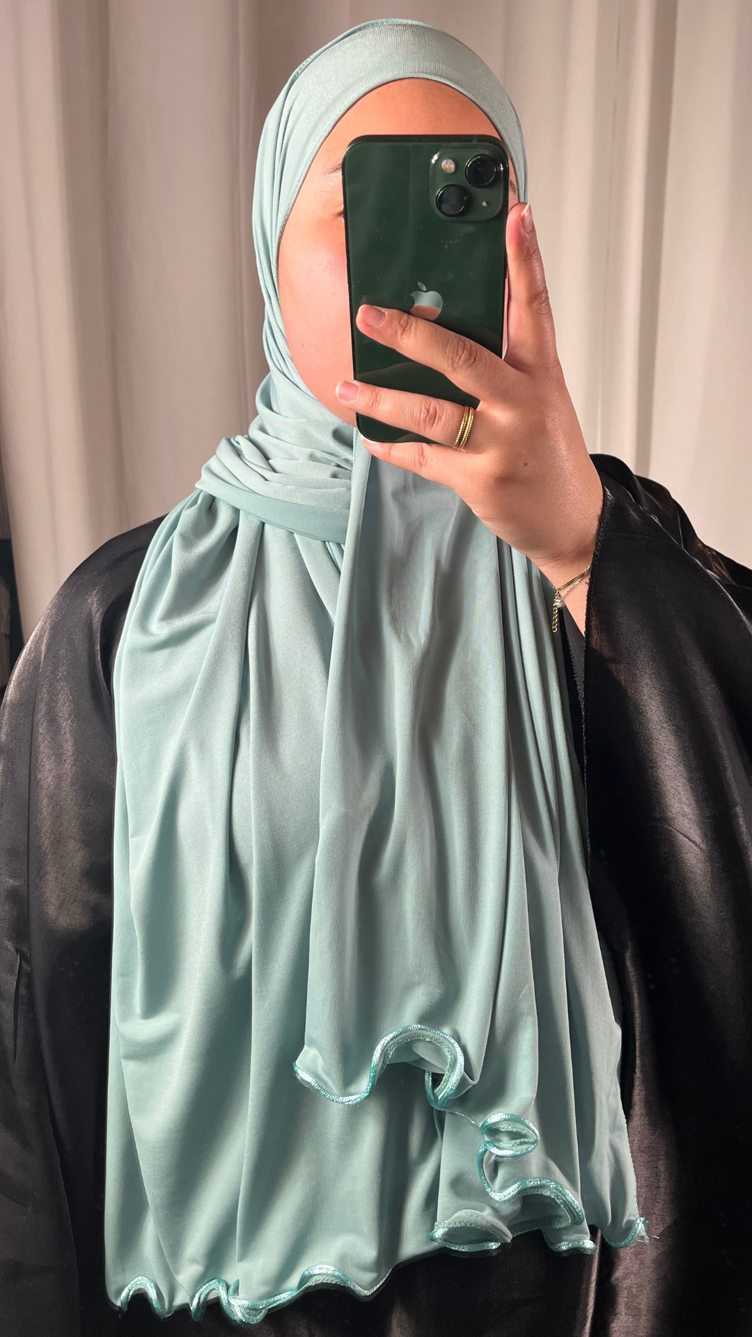 Hijab Jersey Premium de Luxe Frisé - Vert d'Eau Clair