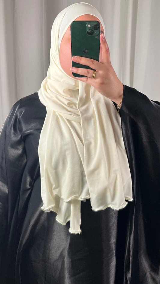 Hijab Jersey Premium de Luxe Frisé - Écru