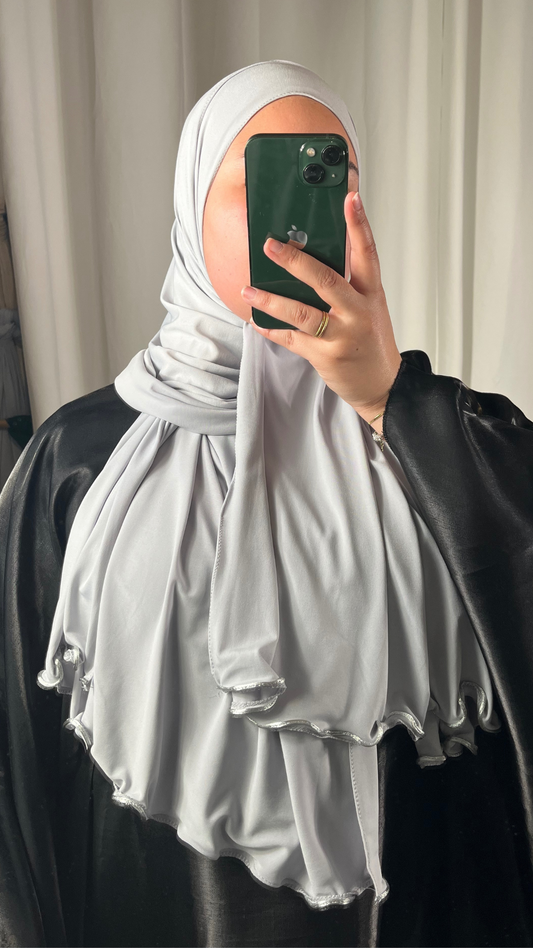 Hijab Jersey Premium de Luxe Frisé - Gris Clair