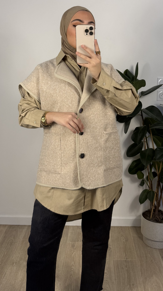 Gilet sans Manche - Taupe Clair