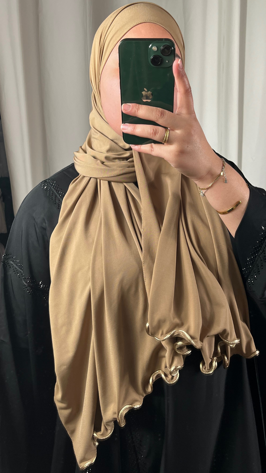 Hijab Jersey Premium de Luxe Frisé - Latte