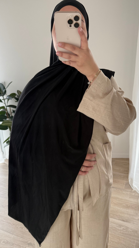Hijab Jersey Premium de Luxe Satiné - Noir