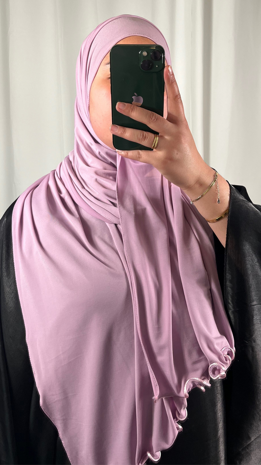 Hijab Jersey Premium de Luxe Frisé - Rose Clair