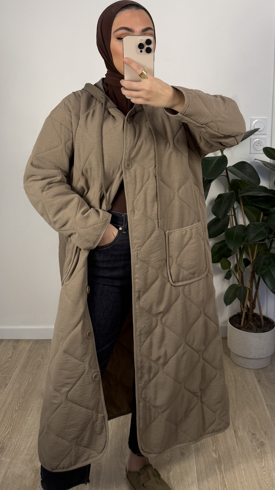 Manteau Matelassé - Taupe
